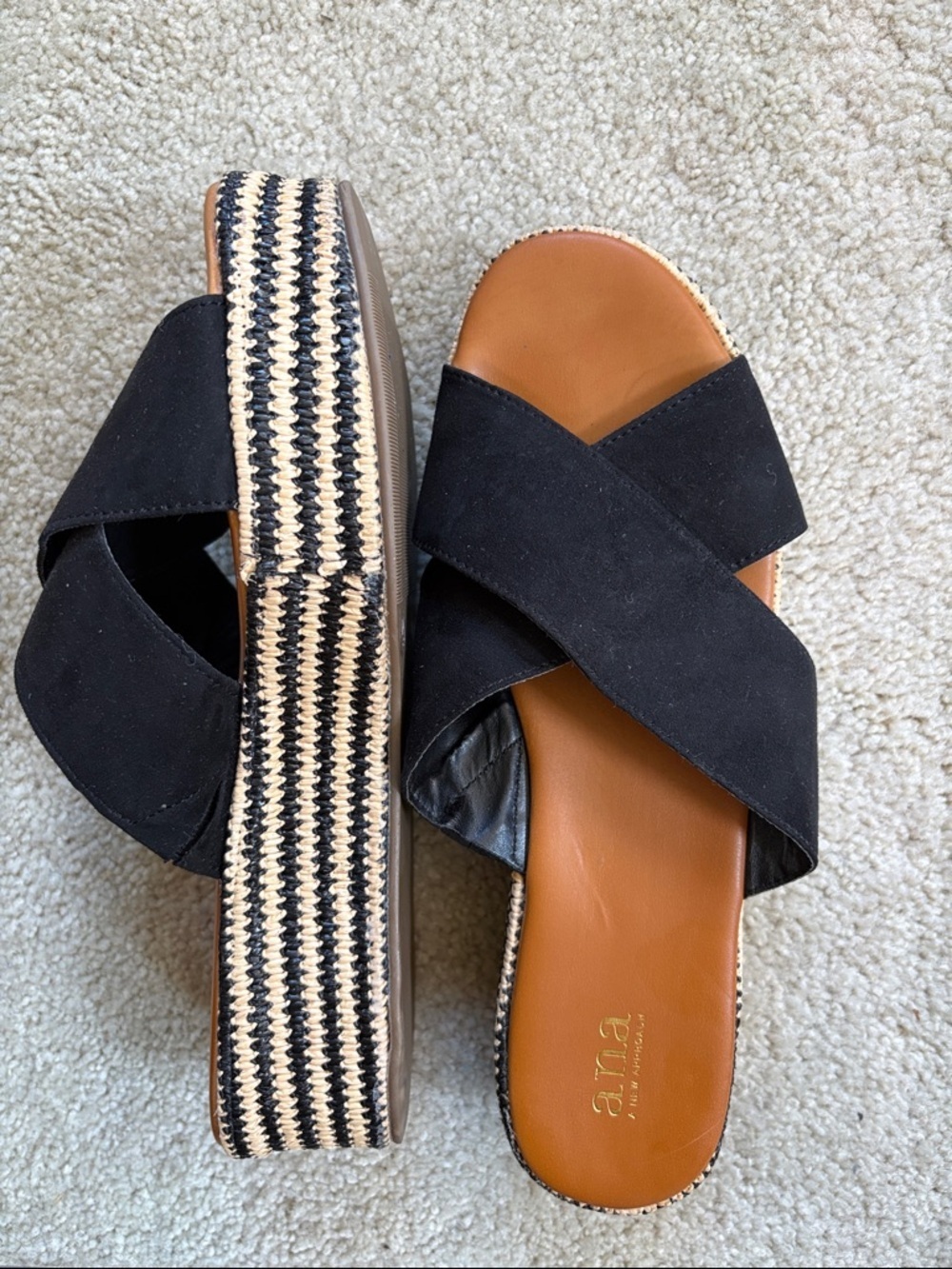 a.n.a Black Crisscross Espadrille-Style Platform Sandals